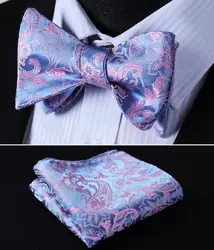 Платок классический свадьбу bp802fs розовый синий Пейсли бабочкой Для мужчин Шелка Самостоятельная галстук-бабочку платок Набор
