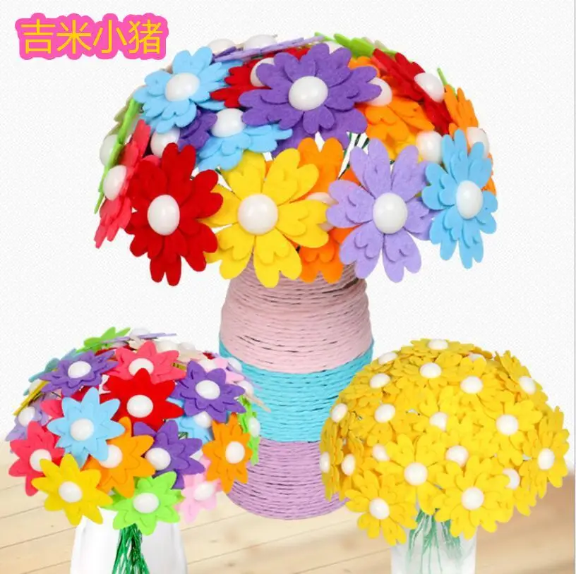  21cm Handicrafts Arts Crafts Toys For Children DIY Button Flower Felt Toy Girl Gift Kits Kindergart - 33005892105