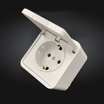 

16A 250V European standard power outlet IP44 level waterproof and bright outdoors cover wall socket