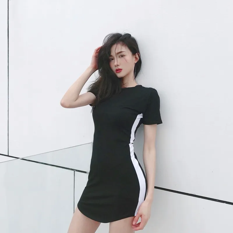 

Women Summer Dress Bodycon Striped Printed Sexy Mini Dress Short Sleeve O-Neck Slim T-shirt Dresses 2019 Fashion Women Clothes