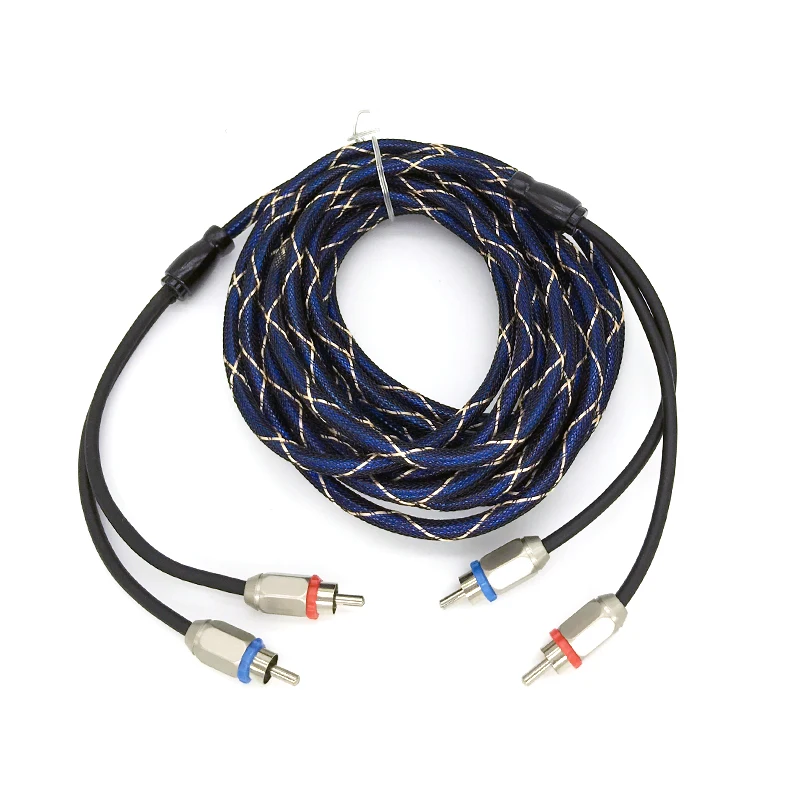 5M Cable 2 RCA to 2 RCA Car Audio System Amplifier Braided OFC Cable