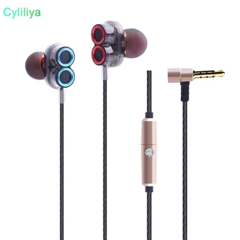 

3.5mm Earphones Headset 4 Speakers Music Earphone Microphone With Retail Package For Samsung S8 S9 iPhone 8 Plus X 200pcs/lot