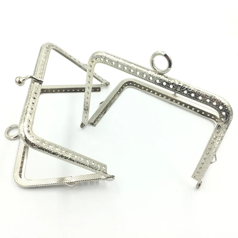 

1Pc Kiss Clasps Lock Fermoirs Handbag Coins Purse Bag Wallet Handle Silver Tone Rectangle Metal Frame 115x95mm