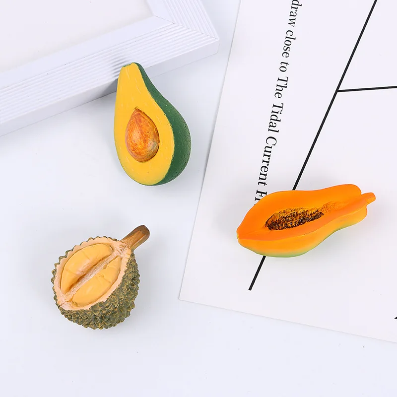 1 шт., миниатюрные 3D наклейки на холодильник из смолы, авокадо, папайя, кабошоны для рукоделия