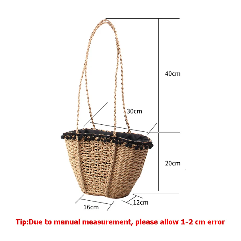 Women Beach Bag 2017 Bohemian Straw Bags Handmade Summer Travel Tote Drawstring Basket Vacation Shopping Handbags SS0282 (14)