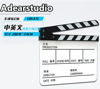 

Acrylic Clapboard 28x24cm Dry Erase Director Film Movie Clapper Board Slate - White NO00DC