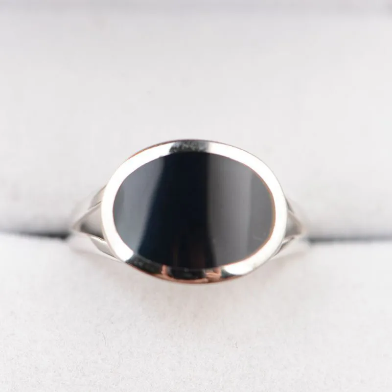 FNJ кольцо с натуральным черным камнем 925 пробы Серебряное Винтажное кольцо anillos для мужчин S925 тайские серебряные кольца для женщин ювелирные изделия