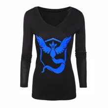 De Manga Larga Sexy Hipster Gráfico Divertido Camiseta de Las Mujeres Señora camiseta Túnica Superior Femenina Camiseta Ropa Ir Pikachu Pokemon 2016
