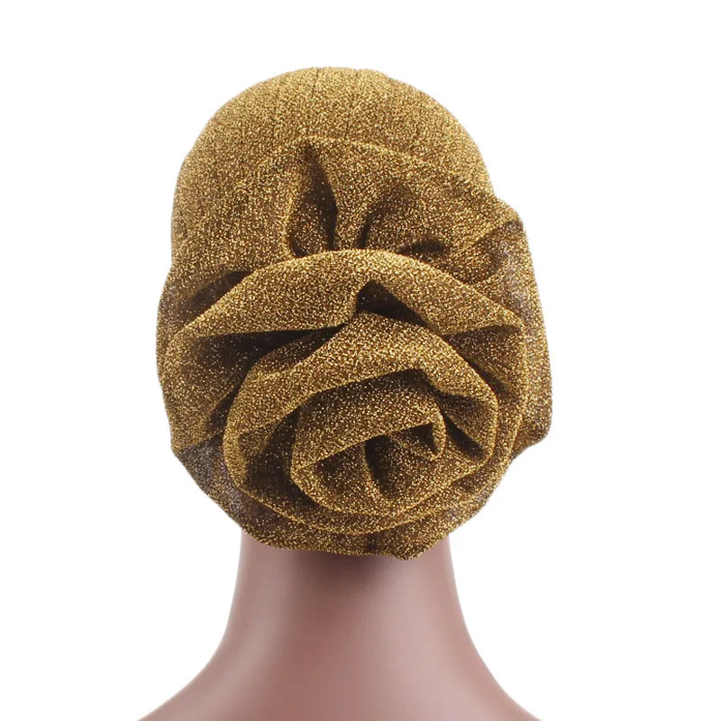Helisopus, яркий Шелковый Тюрбан для женщин, мусульманская индийская шляпа, шапка, большие цветы, повязка на голову, Свадебная вечеринка, повязка на голову, женские аксессуары для волос
