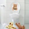 Divertido adhesivos de gato para pared hogar Decoración pegatinas para cuarto de baño Baño 3d animales gatito agujero roto arte Mural bricolaje WC Decoración ► Foto 3/5