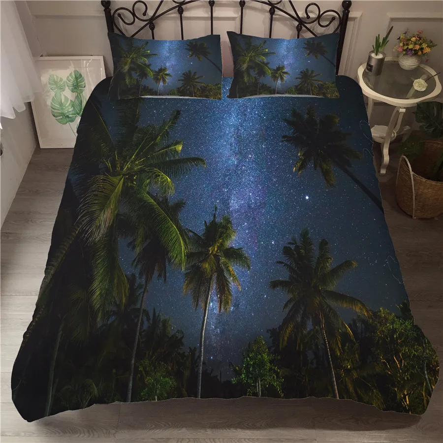 

A Bedding Set 3D Printed Duvet Cover Bed Set Holiday Coconut Tree Home Textiles for Adults Bedclothes with Pillowcase #YS06