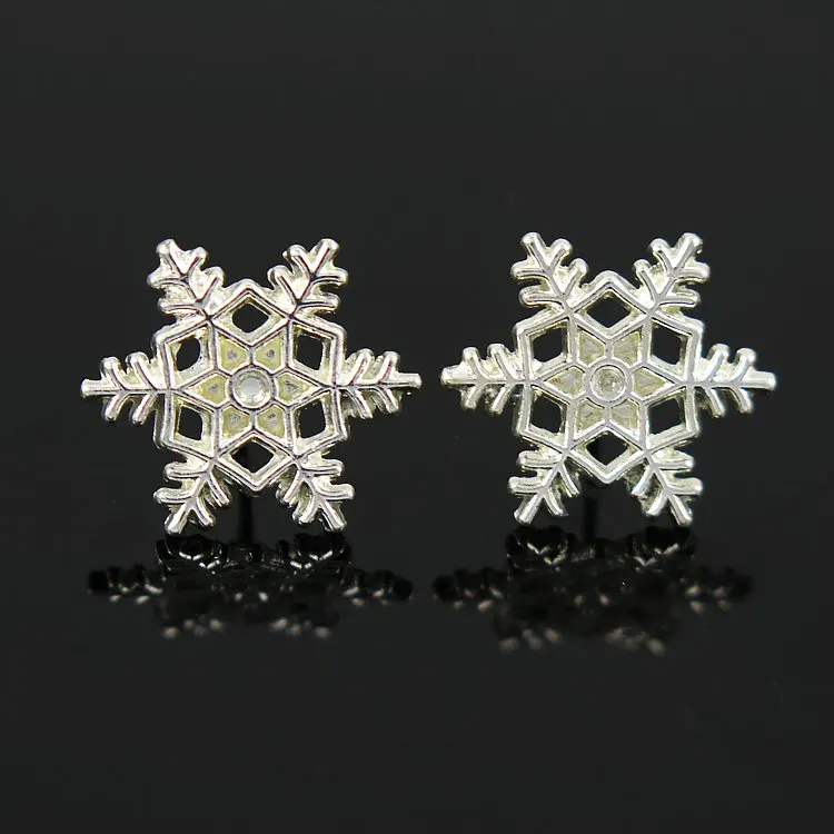 

Hot Fashion Brincos 2018 Girls Earing Bijoux Sliver Snowflake Stud Earrings For Women Wedding Jewelry Earings Wholesale