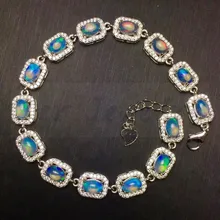 Натуральный природный опал браслет цепочка 0.3ct* 14 шт драгоценный камень 925 стерлингового серебра ювелирные украшения для мужчин или женщин# BR1922504
