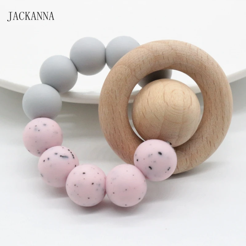Shape DIY Wood Ring Nursing Teether Teething Holder Shower Gift Sensory Toys