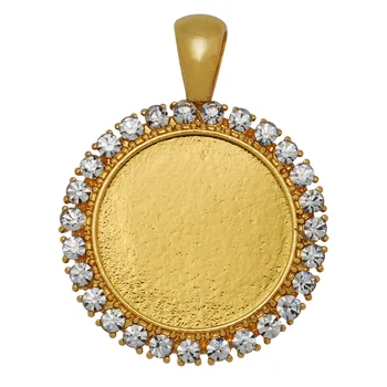 

To fit 20mm round cabochon gold plated retro pendant tray settings with rhinestone DIY Jewelry accessories 10pieces/lot-10051904