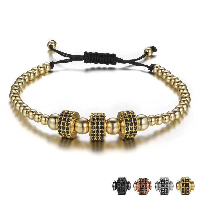 Buy High Quality 3 Rhinestone Circle Mens Bracelets