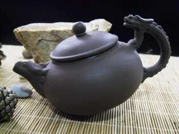 

China KungFu tea set old purple clay pot authentic cup teapot gift custom set dark-red enameled pottery dragon top zisha teapot