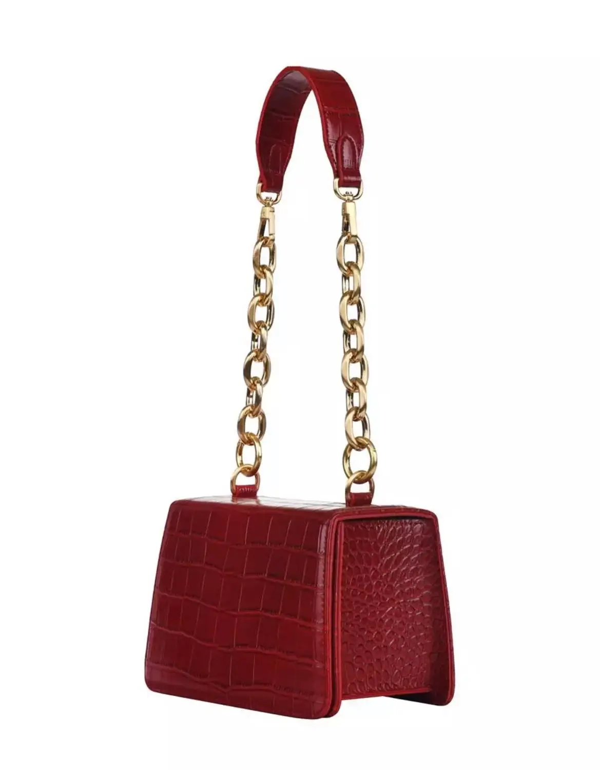 Женская сумка через плечо с крокодиловым узором, новинка, Ретро стиль, дизайнерская, толстая цепочка, красная маленькая сумочка, женская простая модная сумка