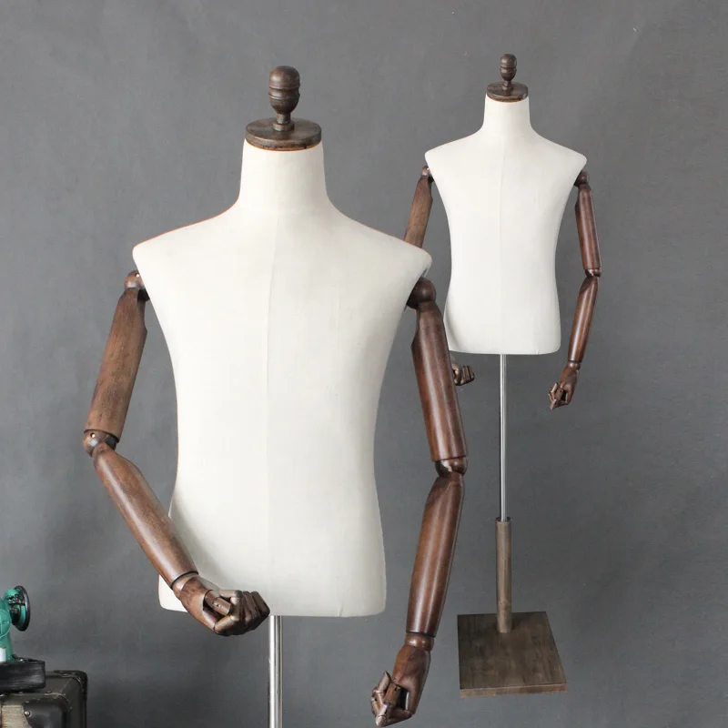 

Half-length male package cloth fashion props hot-selling wood arms vintage men mannequin