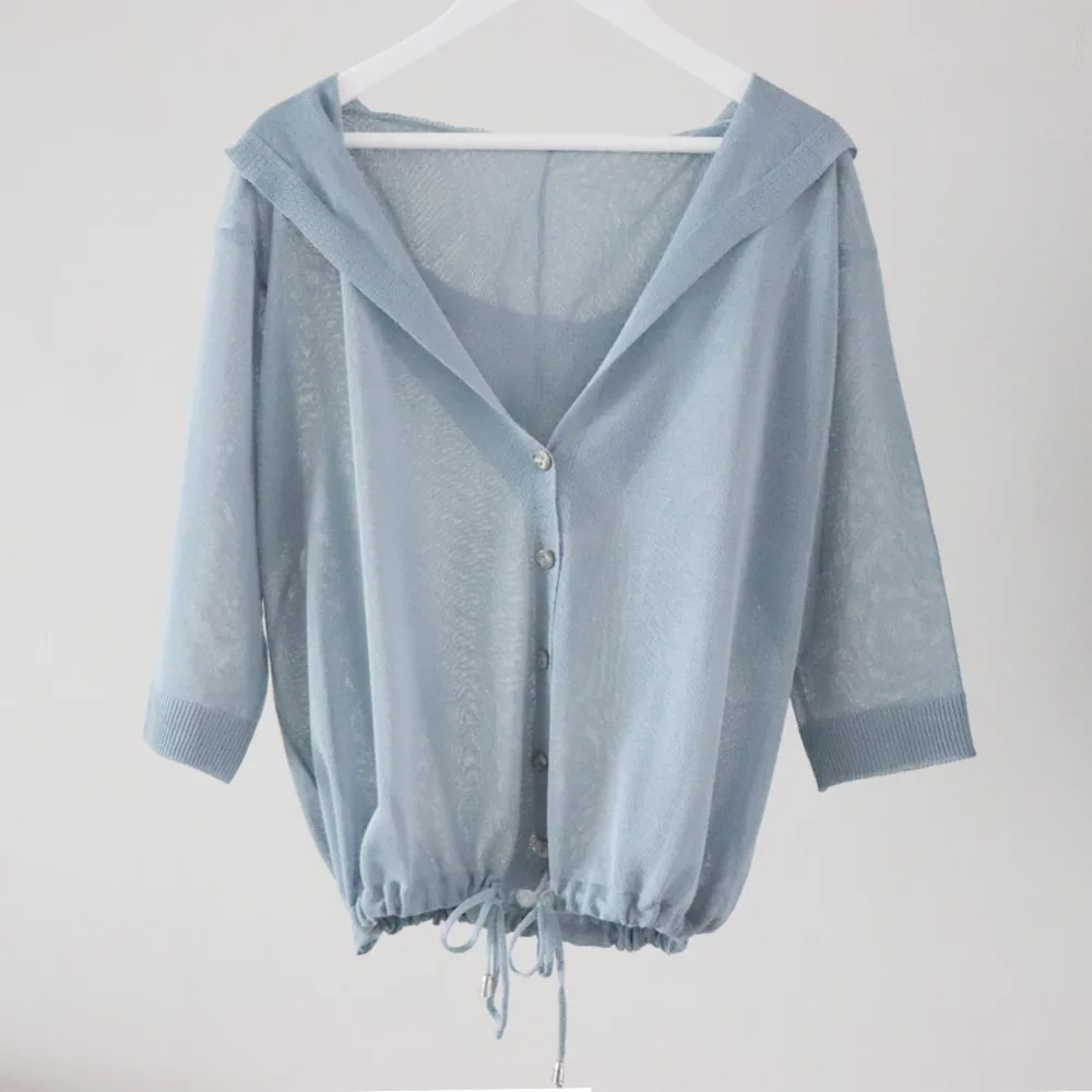 

Werynica White Elegant chaquetas mujer 2019 cardigan female sun protection clothing with hood ice silk fabric 6 color vadim