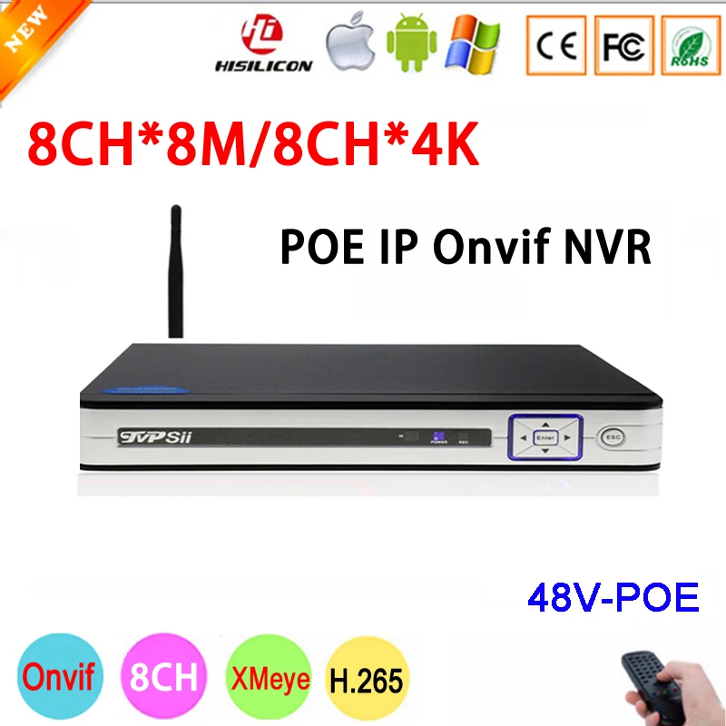  Silver Panel Hi3536C Xmeye 8CH*4K/8CH*8M 8CHv8Channel H.265+ 48V WIFI POE Onvif IP Camera CCTV NVR  - 32964476001