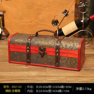Винтажная коробка для красного вина, портативная деревянная коробка для вина, ретро Подарочная коробка для хранения вина, посылка для бутылок с ручкой, аксессуары для бара - Цвет: Красный