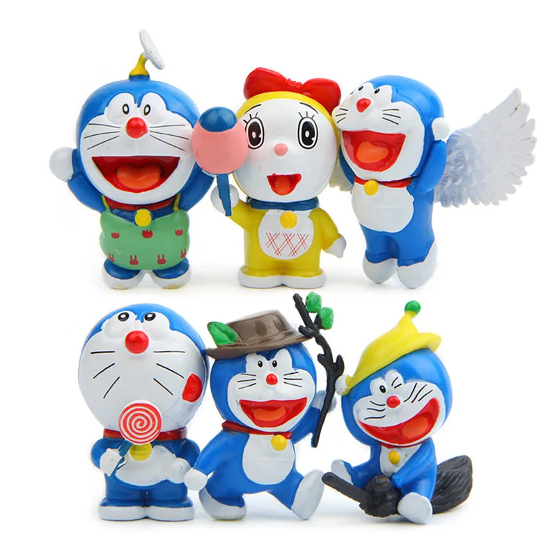6 шт. Doraemon Робот кошка фигурки Детские игрушки модель Наборы украшения|Игровые и