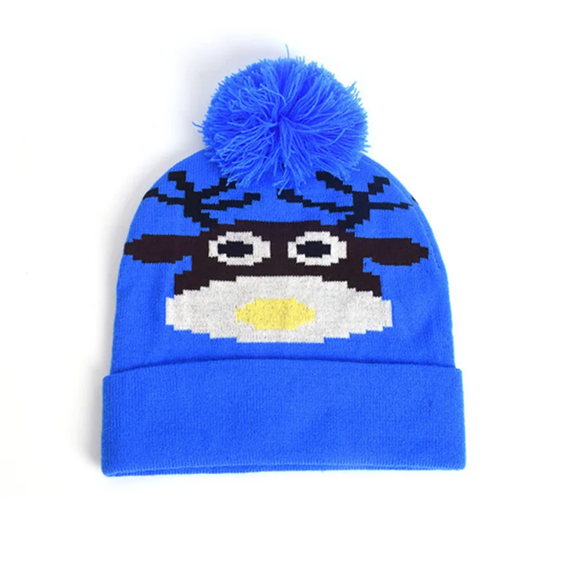 Beanie Women Men Kids Winter Knit Hat Deer Autumn Warm Animal Pompon Dobby Brim Skiing Accessory Outdoor (7)