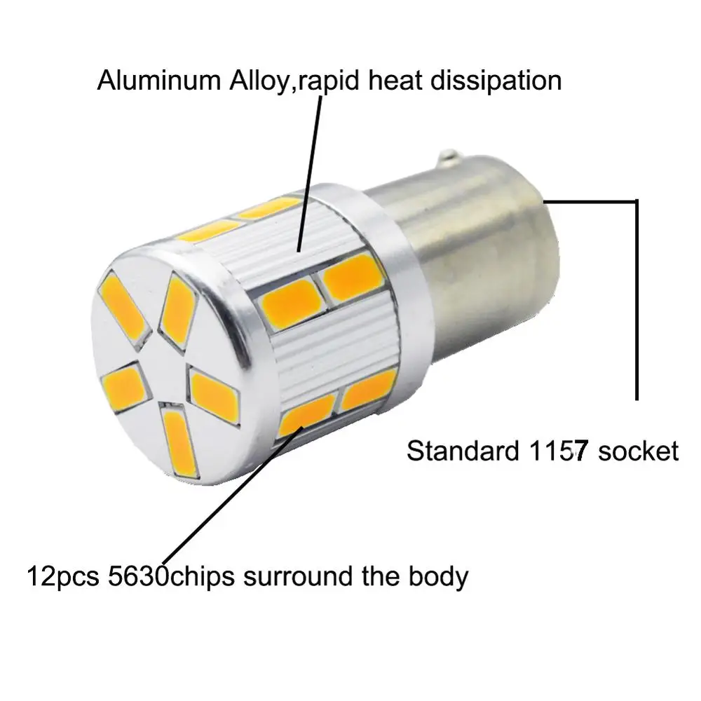 1 шт. x неполярность AC/DC6V белый Янтарный красный BAY15D 1157 P21/5 Вт Автомобильный задний тормозной задний светильник 5730 17-SMD светодиодный противотуманный фонарь