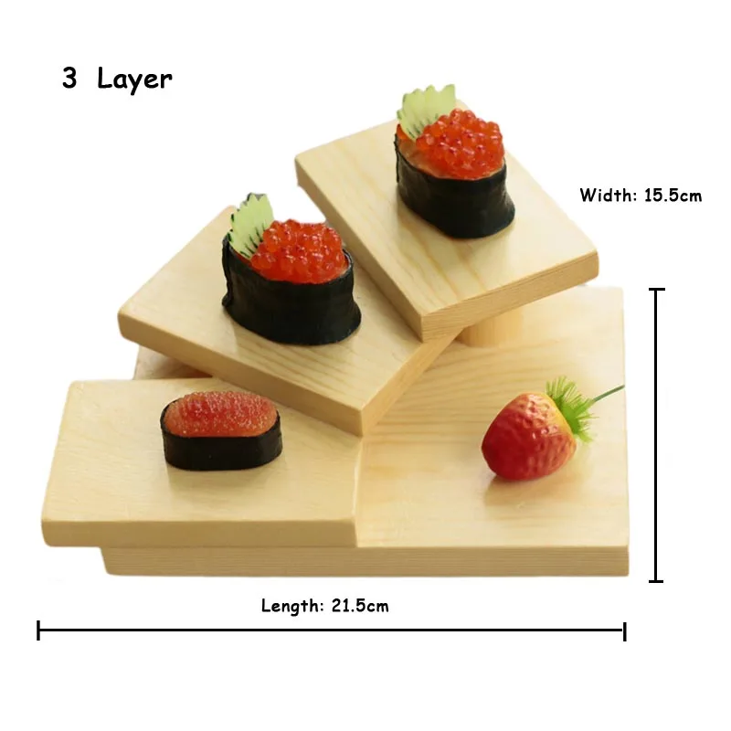 Модная японская Этажерка для суши сервировочная тарелка лоток многослойный деревянный десерт суши рамка Ресторан Кухня сашими еда поднос - Цвет: 3 layers
