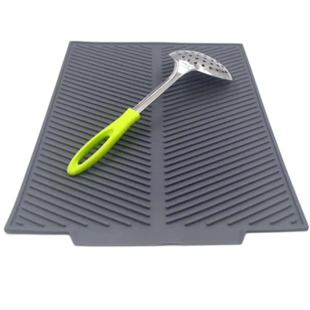

New Silicone Dish Drying Mat Flume Folding Draining Mat Rectangle Drain Mat Drying Dishes Pad Heat Resistant Non-slip Tray