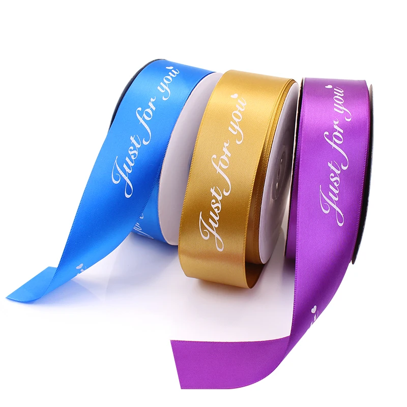 

25mm*5M Just For You Printed Polyester Ribbon for Wedding Birthday Party Decor DIY Teddy Bear Bow Craft Ribbons Gifts Wrapping