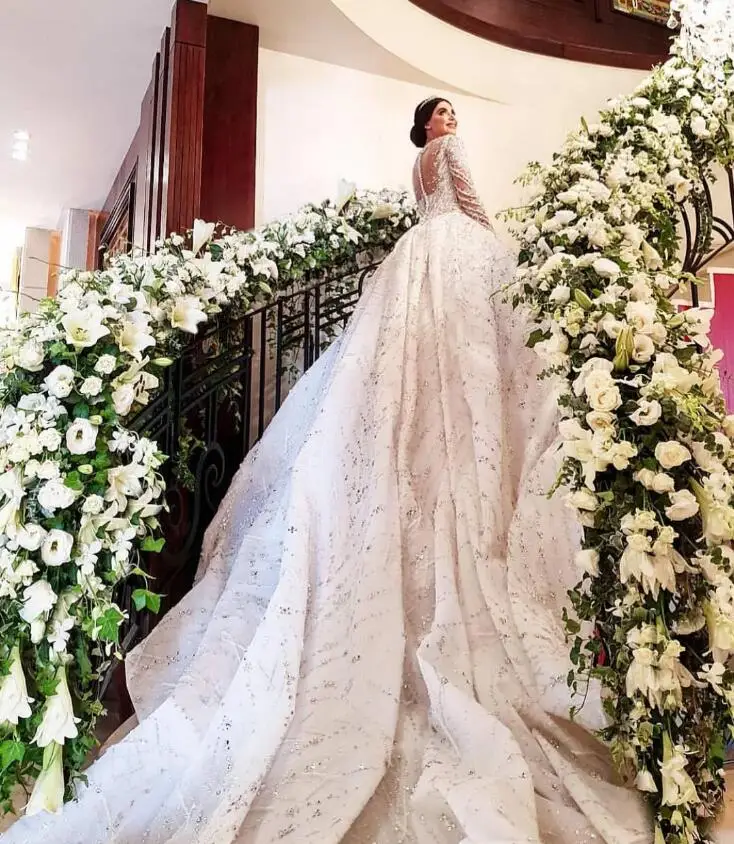 Eslieb высокое качество кружево Свадебные платья Длинный Шлейф Свадебное платье 2019 Сделано в Китае