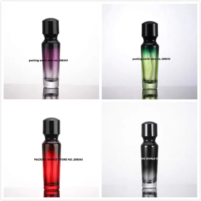 

30ML green/purple/red/black glass bottle with pump for lotion/emulsion/serum/essence/foundation liquid cosmetic packing