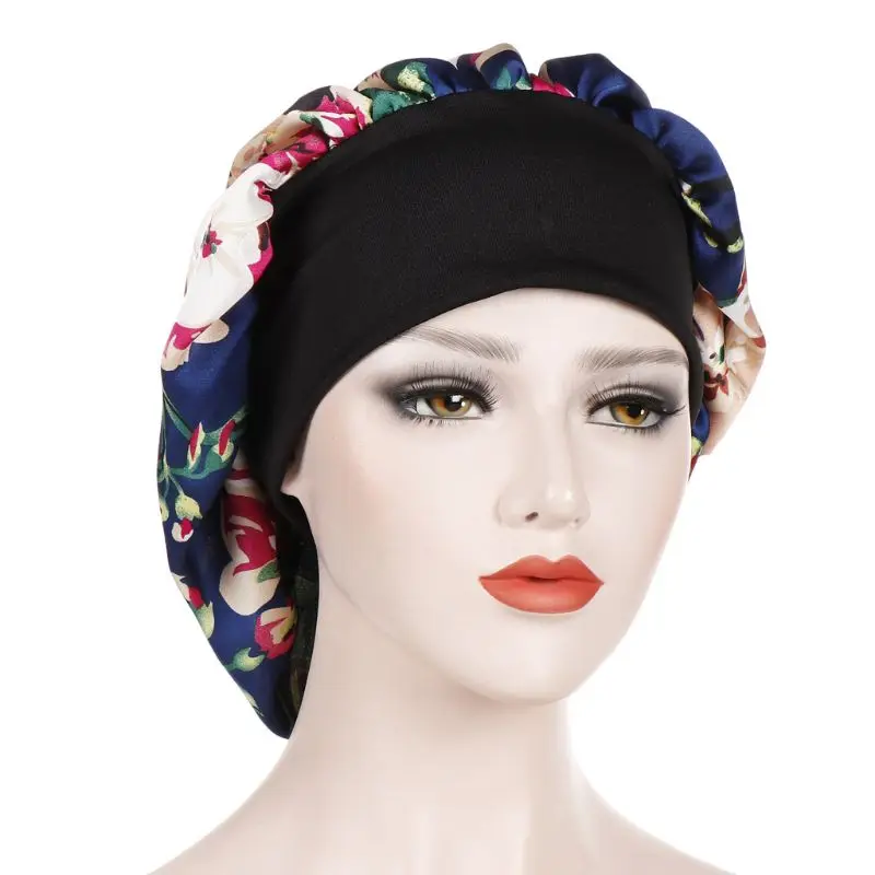 Женская имитация шелковая шляпа Чепчик для сна цветные Пейсли Цветочные клетчатые узоры прическа головной убор широкая эластичная лента химиотерапия шляпа - Цвет: F