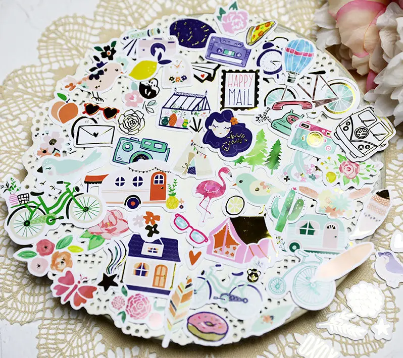 

66 pcs Happy Mail Colorful Cardstock Die Cut Stickers for Scrapbooking Happy Planner/Card Making/Journaling Project Craft