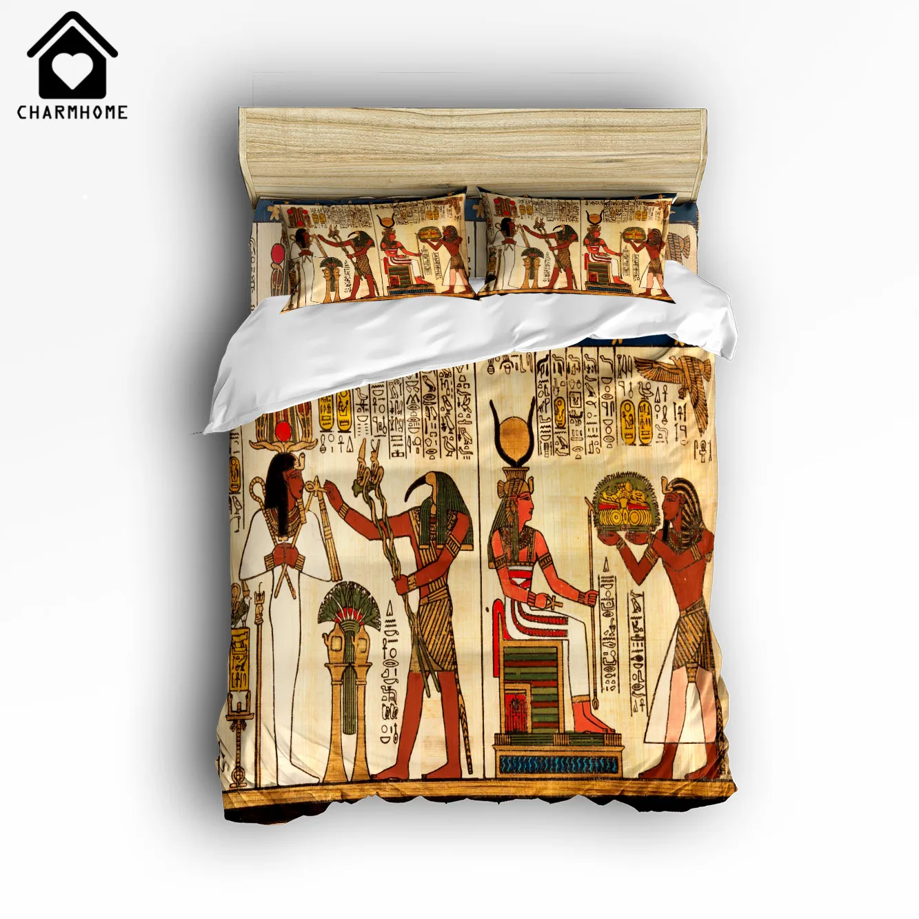 

CHARMHOME Egyptian Pharaoh 3d Print Home Comforter Bedding Sets 4 Pcs Duvet Cover Sets Bedspread for Adult Kids Free Shipping