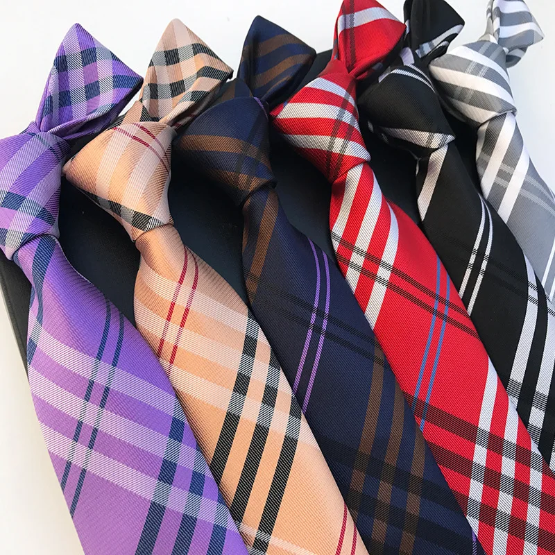OSCN7 England Plaid Necktie Men Fashion Wedding Party Mens Gravata Tie