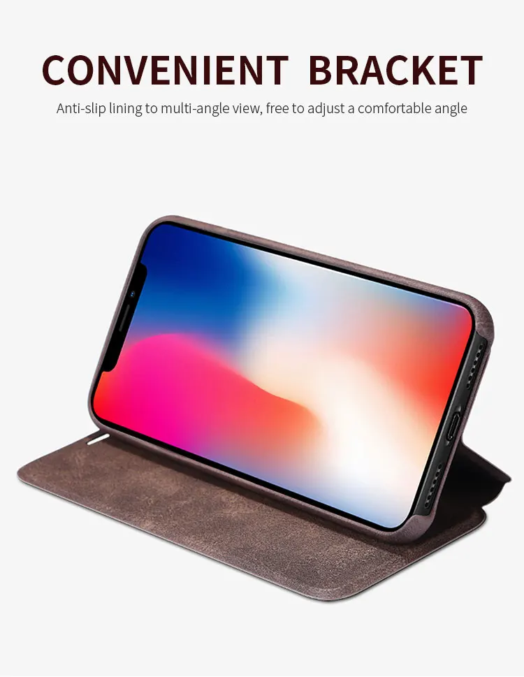 Для iPhone XS Max чехол для XR X Level кожаный телефона ультра тонкий флип полный защитный