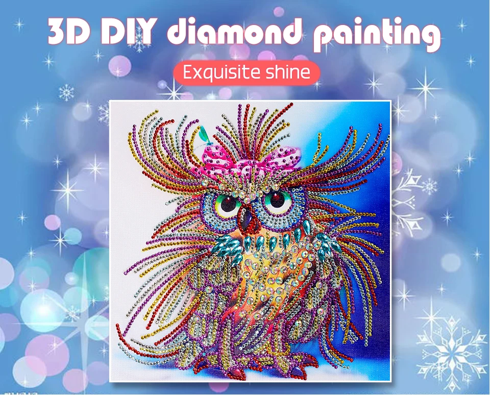 Huacan Special Shaped Diamond Painting Owl Handicraft Needlework 3d Drill Mosaic DIY Diamond Embroidery Animal (3)