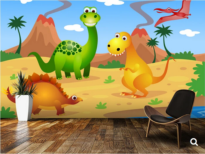 Papel pintado personalizado para niños, divertidos dinosaurios, murales