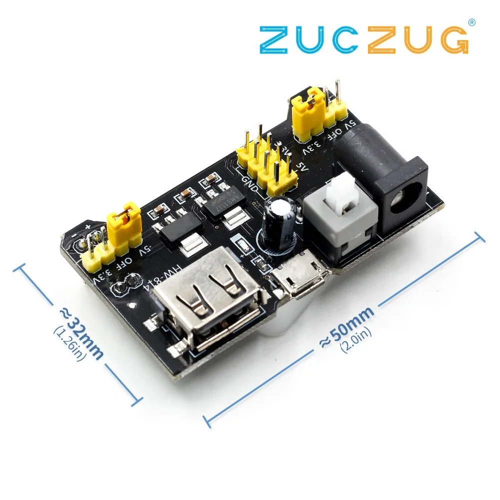 Макетный модуль питания USB/MICRO совместимый 3,3 V/5 V двойной USB вход MB-102 плата питания