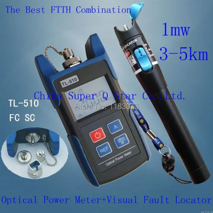 FTTH комплект TL510A-70~+ 10 Оптический Мощность с ФК SC ST Разъем+ 1 МВт красный лазерный Волокно кабель оптический тестер(диапазон: 3-5 км