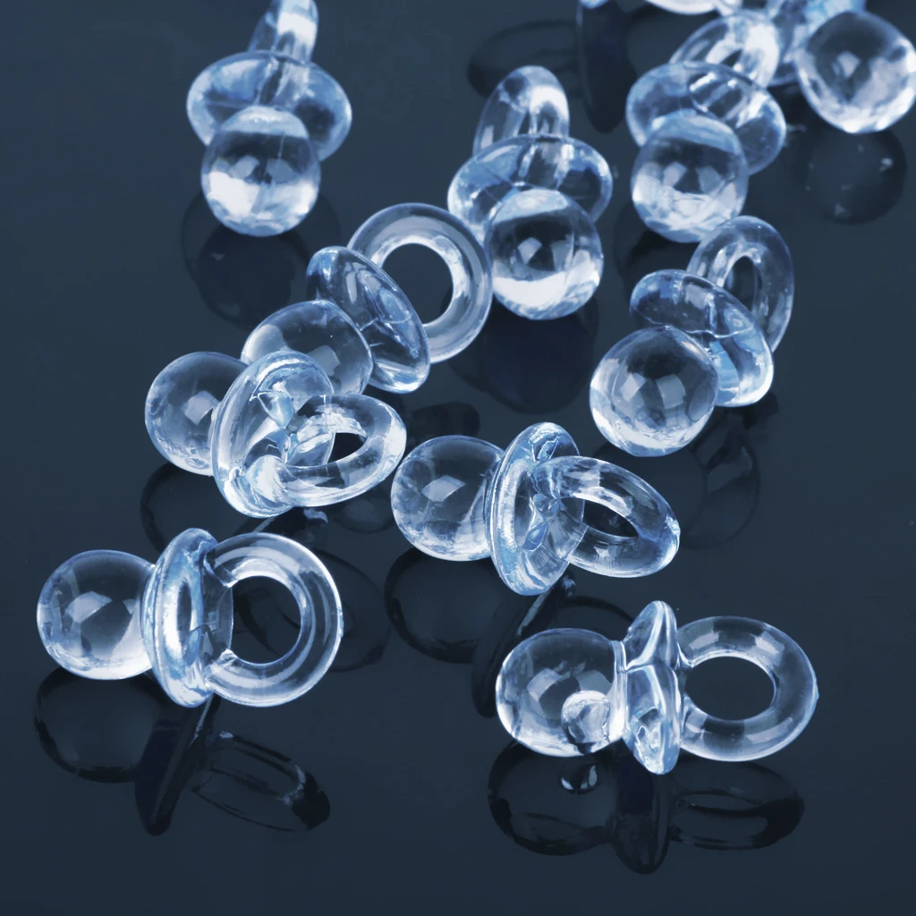 50pcs Mini Acrylic Baby Pacifiers Baby Shower Favors Baby Boys Girls Plastic Clear Table Scatter