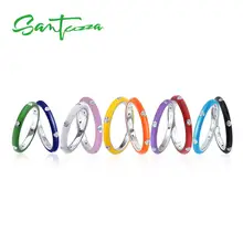 Santuzza anéis para mulher pura 925 prata esterlina colorido arco-íris cz eternidade empilhável anel moda jóias artesanal esmalte