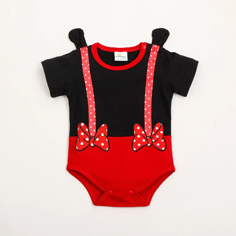 Disney summer short sleeve Triangle briefs baby girl Bodysuits Mickey Mouse Cartoon Cotton baby One-Pieces Newborn Thin rompers - Цвет: C