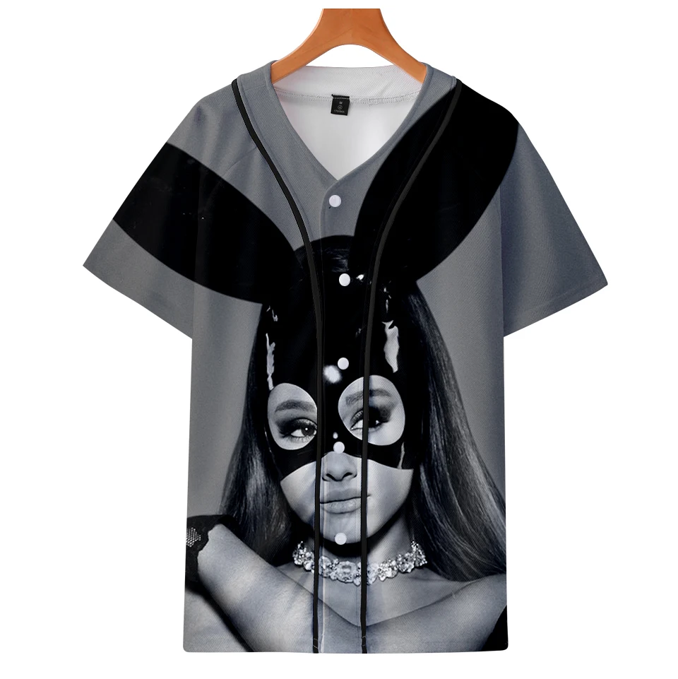 

Ariana Grande T-shirt Harajuku Baseball T-shirt 3d print 2019 new short-sleeved baseball uniform ladies loose summer leisure