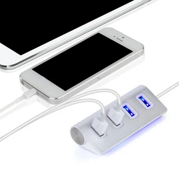 

Elisona High Speed Multiple 4 Port USB 2.0 Hub Power Adapter Charger Splitter with LED Light for PC Laptop Notebook Computer