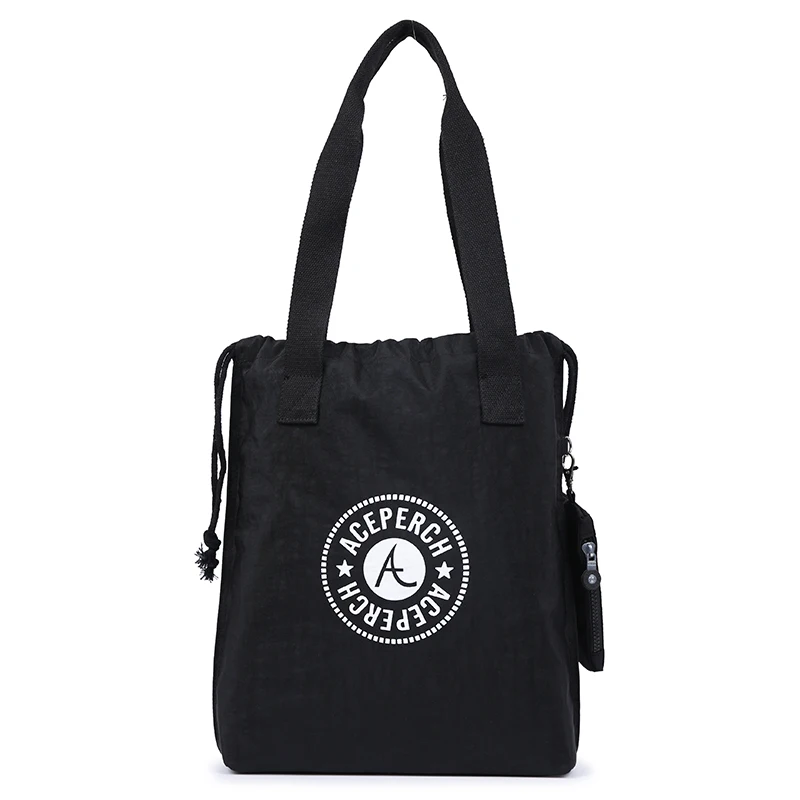 ACEPERCH женские студенческие хозяйственные сумки и сумочки нейлоновые водонепроницаемые Переносные сумки на одно плечо женские прочные хозяйственные сумки - Цвет: Black