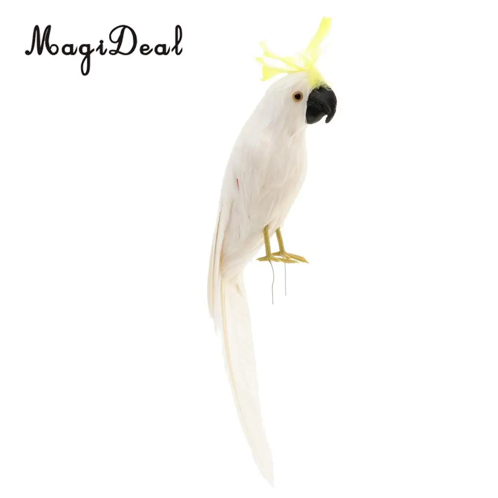 12'' / 30cm Decorative Feather Parrot Model Artificial Bird Statue Macaw Figurine Fancy Dress Props Garden Lwan Tree Decor